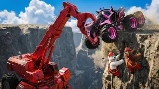 Machine Rescue: Can These Machines Save The Day In A Cliffhanger? 🚜🚨 | Funny Beast Garage Animation