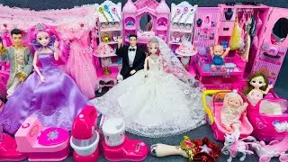 21 Minutes Satisfying With Unboxing Wedding Barbie Princess Bedroom Dress Up Playset ASMR | Review