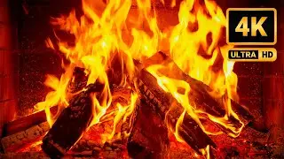 Super Relaxing Jazz & Fireplace Ambience🔥 Cozy Embers & Instrumental Piano Playlist | 4K 10 Hours
