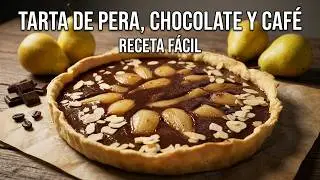 TARTA DE PERA CON CHOCOLATE Y CAF&Eacute; ☕️