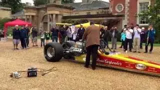70's dragster burning the nitromethane