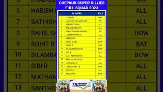 tnpl 2023 / chepauk super gillies full squad 2023 csg player list 2023