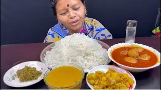 BIGBITES, EATING RICE WITH SPICY 🥵🥵DUCK EGG KOSHA, SORSHE SHAK, DAL, ALU VAJA।।