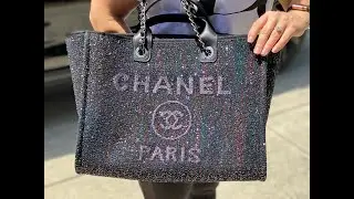 20A Chanel Deauville Shopping tote Sequin Black Unboxing