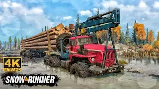 Lynx 4320 Offroad Truck Towing a Logs on Mudding Road In SnowRunner Season 15 #snowrunner #truck
