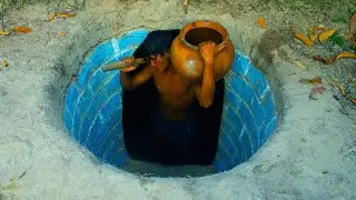 Dig Cliff to Build Secret Underground House and colourful Swimming Pool