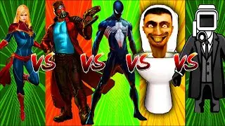 WOW ! SUPERHERO COLOR DANCE CHALLENGE Captain Marvel vs Star Lord vs Spider Man Black vs Skibidi