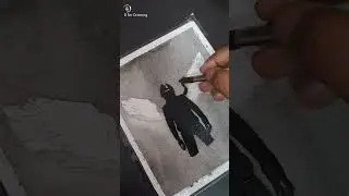 #easy #man #boy #attitude #water #colour #paint #d for #draw #black #white #figure  #scenery #wings