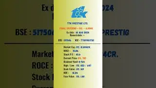 ttk prestige ltd share latest news | Ex-Date: 14-08-2024 | #dividend #stockmarket #shots #nifty