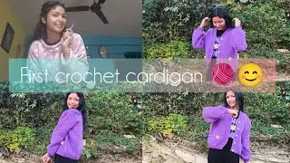 First crochet cardigan 🧶☺️ || #vlog #youtubevideo  #crochet #cardigan 
