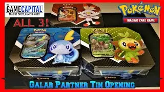 BRAND NEW Pokemon Cards! Opening ALL 3 Galar Partner Tins!