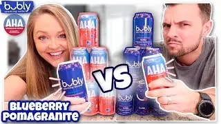 BUBLY VS AHA Sparkling Water [Blueberry Pomegranate] THE BEST SPARKLING WATER?! (Water Taste Test)