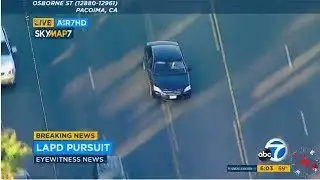 LAPD in pursuit of vehicle through streets of San Fernando Valley I ABC7