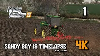 Sandy Bay 19 with Seasons EP1, Ploughing, Fertilising & Lime spreading. FS19 4K Timelapse
