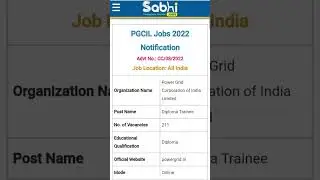 PGCIL Jobs 2022 Notification #job #India #Hindi #shorts