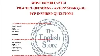 Antonyms practice questions for SSC/ Banking/ Railway/ CSD/NDA