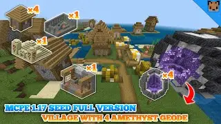 Minecraft PE 1.17 Seed Full Version - Seed village with 4 amethyst geode & other !!