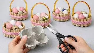 КРАСОТА ! Делаю МНОГО и ПРОДАЮ их ВСЕ. 2 идеи к ПАСХА DIY пасхальные поделки из лотков яиц и тесьмы 
