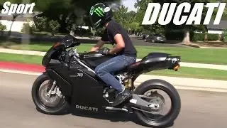 Hulyan's Dad Riding a Matte Black DUCATI Super Sportbike