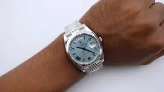 Rolex 228206 Day-Date 40 mm Smooth Bezel Ice Blue Dial President Bracelet Complete Set 2019