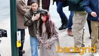 Dakota Johnson covered in fake blood while filming 