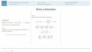 CONVERGENCIA Y SUMA DE SERIES INFINITAS 1 - Video Tema Clase Examen MB2 - 111