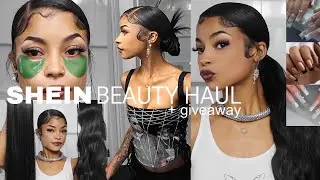 SHEIN BEAUTY HAUL : SKINCARE, LASHES, PONYTAILS? + PRESS ON NAILS + GIVEAWAY || ARIANA.AVA