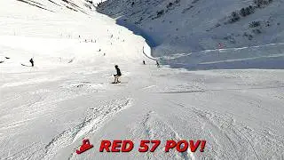 GoPro HD POV Skiing St Christoph Red 57 | Sunny Arlberg Austria March 2025 Ski