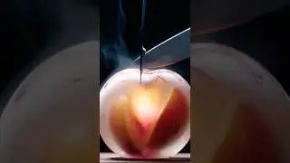 Satisfying Frosted Peach Slice in 3D | ASMR Cutting with Glowing Core 🍑✨