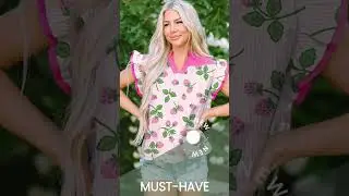 Pink Striped Strawberry Printed Color Block Patchwork V Neck Flutter Sleeve Blouse