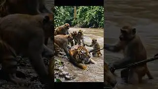 Monkey 🐒 save Lion 🦁 #tiger #animals #wildlife #monkey #lion