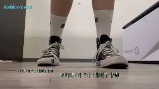 Giantess walk with her sweaty dirty sock and crush tinies.