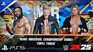 WWE 2K25 - Roman Reigns Vs Edge Vs Dolph Ziggler At NXT War Games For WWE Universal Championship 