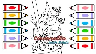 Coloring Princess Cinderella Standing on a Balcony with Birds 🏰🕊️👑 Kids Art 🎨