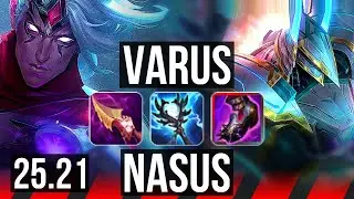 VARUS vs NASUS (TOP) | 7 solo kills, Godlike | KR Diamond | 25.21