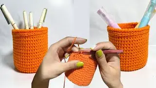 How To Make Crochet Basket - Crochet Pen Holder, Super Easy, Very Useful Crochet For Beginners