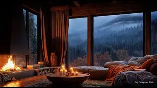 Rainy Cabin Night 🌧️ Soft Rain & Low Thunder | Cozy Sleep Sounds (No Music)