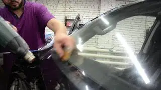 Процесс установки защитной пленки на лобовое стекло,фары,зона под ручками!