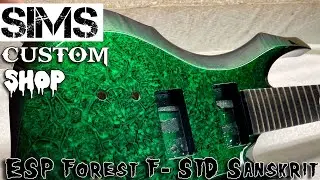 ESP Forest F-STD 7 Sanskrit guitar - Kandy green marbelizer paint by Sims Custom Shop