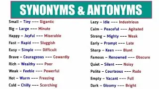 Synonyms in English|antonyms |opposite words|compititive exams|phrasal verbs in English grammar||