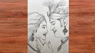 Radha Krishna Pencil Sketch Drawing | Romantic Hand Drawing Step by Step | Mrs Sketch