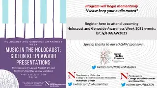 Music in the Holocaust: 2020-21 Gideon Klein Award Presentations