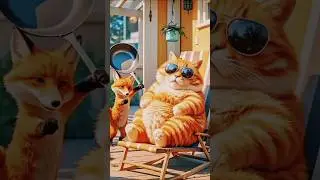 THE CAT AND CUNNING FOX AND THE BRAVE LION || #funny #cat