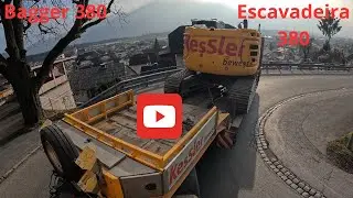 3,20 m breiter Bagger auf der Straße – Begleitfahrzeug erforderlich👍(veículo de escolta necessário👍
