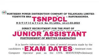 TSNPDCL JUNIOR ASSISTANT COMPUTER OPERATOR JACO EXAM DATES POSTPONED EXAM REVISED DATES HALL TICKETS