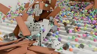 Satifying CHAIN REACTION with DOMINOES, Rigid Body DESTRUCTION and Colorful BALLS | Blender Sim