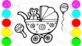 Hello Kitty cradle drawing and painting for children, baby cradle drawing and painting for kids,6