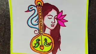Vasant Panchami Drawing Easy / Vasant Panchami Poster Drawing / How To Draw Vasant Panchami Drawing 