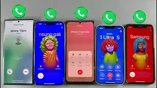 Incoming Call Five Phones Samsung Galaxy S24 Ultra + IPhone 15 PRO MAX + Samsung Note 20 + IPhone XR