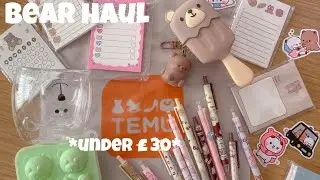 cutest UK temu bear haul 🧸✨ - stationery, stickers, ice cube moulds, cups, plates, lip balms & more